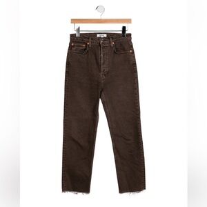 RE/DONE - Brown High-Rise Straight Leg Jeans